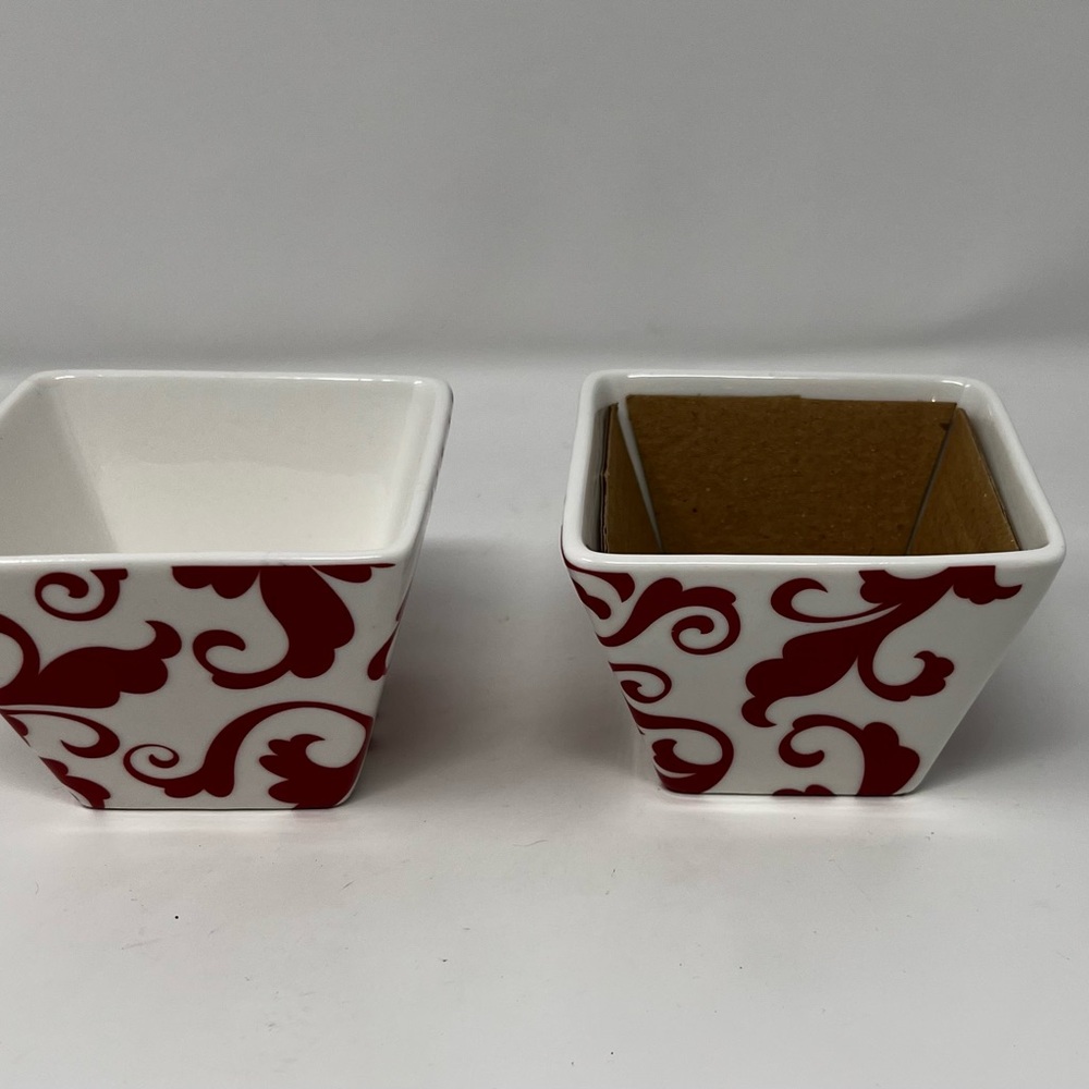 Fiori Red / Simple Serve by Ciroa SQUARE INDIVIDUAL APPETIZER BOWL Set Of 2 New